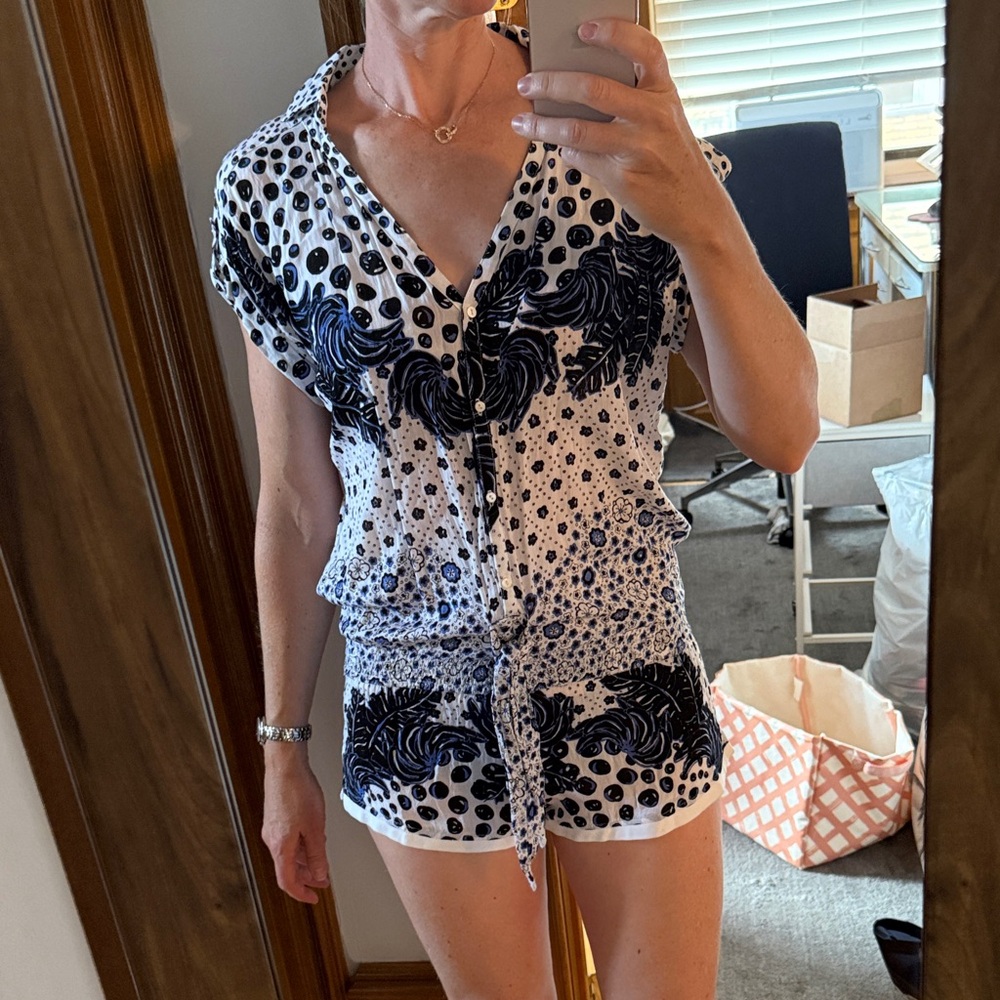 Poupette St Barth romper playsuit Black blue and White size small